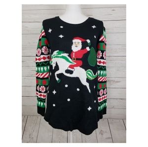 Santa on unicorn Christmas sweater